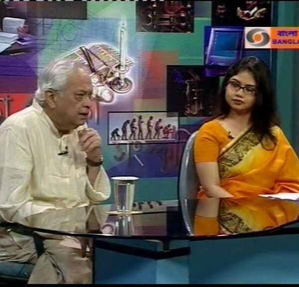 interviewing Dr. Bikash Sinha after the invention of Higs Boson